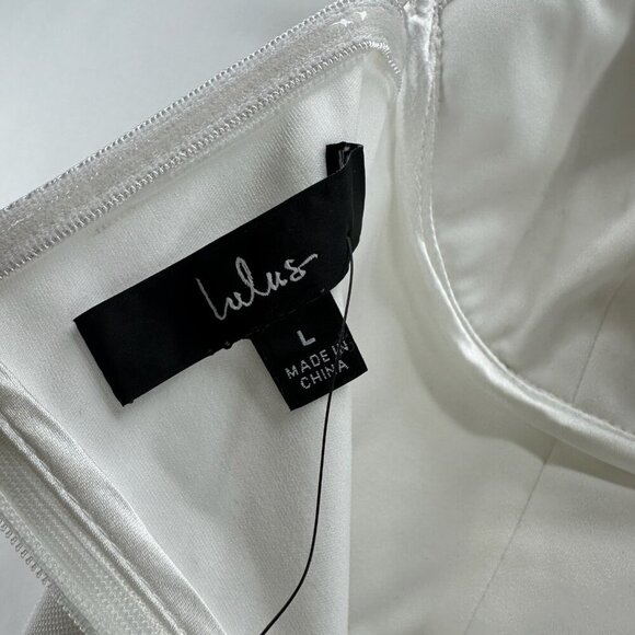 Lulus Uniquely Sophisticated Bodycon Bustier Midi Dress Women Sz L Strappy White - Picture 12 of 14